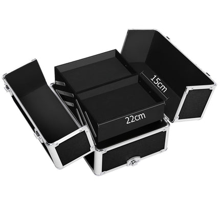 Embellir Makeup Case Beauty Trolley Cosmetic Organiser Box Travel Wheels Black.