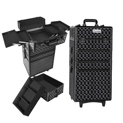 Embellir Makeup Case Beauty Trolley Cosmetic Organiser Box Travel Wheels Diamond.
