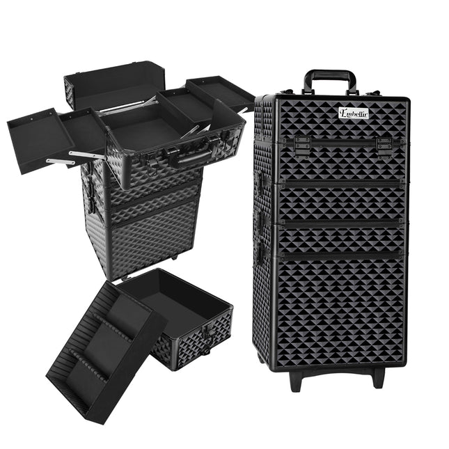 Embellir Makeup Case Beauty Trolley Cosmetic Organiser Box Travel Wheels Diamond.