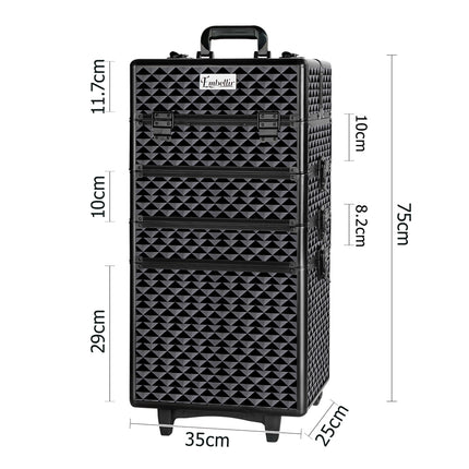 Embellir Makeup Case Beauty Trolley Cosmetic Organiser Box Travel Wheels Diamond.