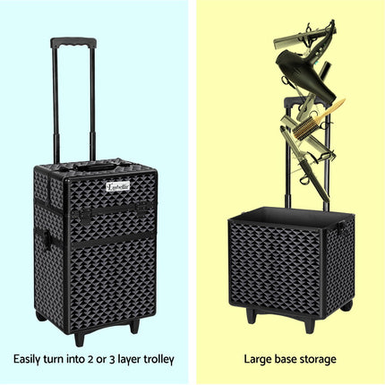 Embellir Makeup Case Beauty Trolley Cosmetic Organiser Box Travel Wheels Diamond.