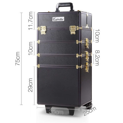 Embellir Makeup Case Beauty Trolley Cosmetic Organiser Box Travel Wheels Gold.