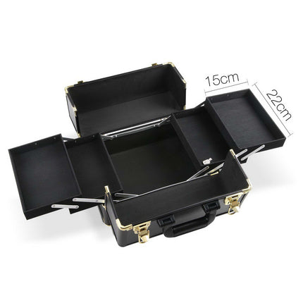 Embellir Makeup Case Beauty Trolley Cosmetic Organiser Box Travel Wheels Gold.