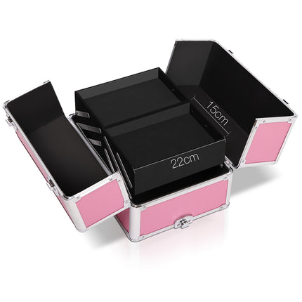Embellir Makeup Case Beauty Trolley Cosmetic Organiser Box Travel Wheels Pink.