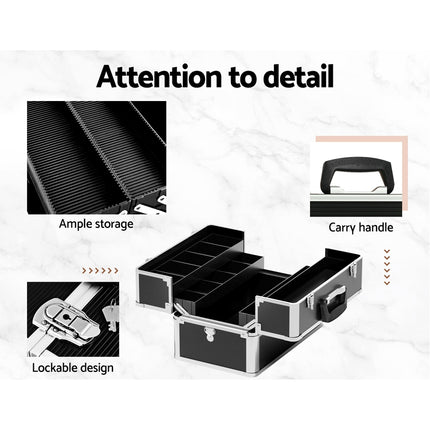 Embellir Portable Cosmetic Beauty Makeup Case- Black.