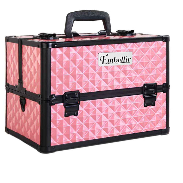 Embellir Portable Cosmetic Beauty Makeup Case - Diamond Pink.