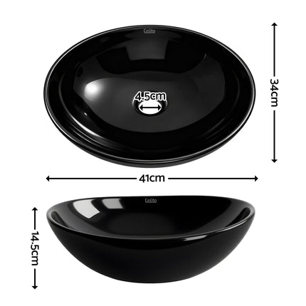 Cefito Bathroom Basin Ceramic Vanity Sink Hand Wash Bowl 41x34cm.