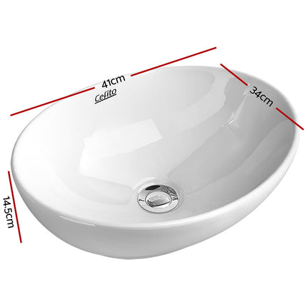 Cefito Bathroom Basin Ceramic Vanity Sink Hand Wash Bowl 41x34cm.