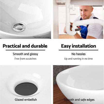 Cefito Bathroom Basin Ceramic Vanity Sink Hand Wash Bowl 41x34cm.