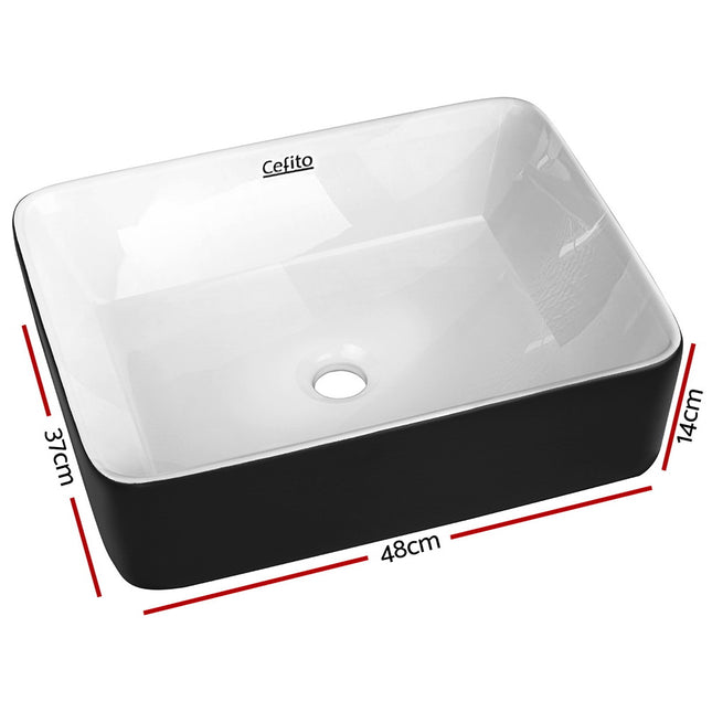 Cefito Bathroom Basin Ceramic Vanity Sink Hand Wash Bowl 48x37cm.