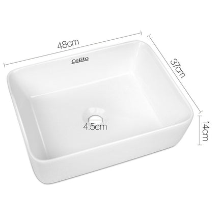 Cefito Bathroom Basin Ceramic Vanity Sink Hand Wash Bowl 48x37cm White.