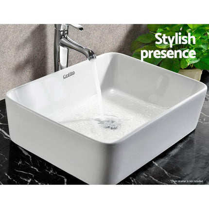 Cefito Bathroom Basin Ceramic Vanity Sink Hand Wash Bowl 48x37cm White.