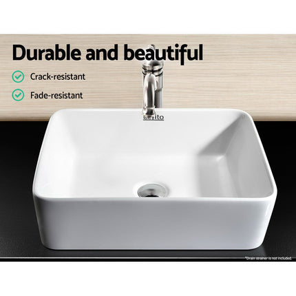 Cefito Bathroom Basin Ceramic Vanity Sink Hand Wash Bowl 48x37cm White.