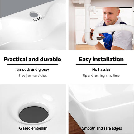 Cefito Bathroom Basin Ceramic Vanity Sink Hand Wash Bowl 48x38cm.