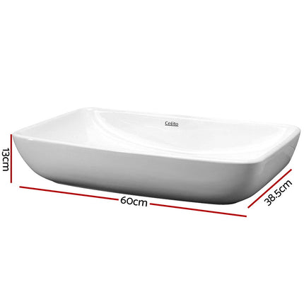 Cefito Bathroom Basin Ceramic Vanity Sink Hand Wash Bowl 60x38cm.