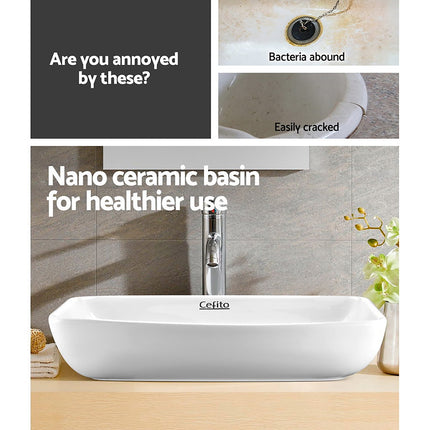 Cefito Bathroom Basin Ceramic Vanity Sink Hand Wash Bowl 60x38cm.