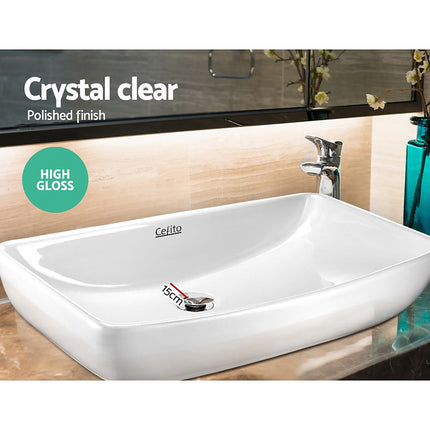 Cefito Bathroom Basin Ceramic Vanity Sink Hand Wash Bowl 60x38cm.