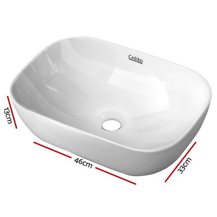 Cefito Bathroom Basin Ceramic Vanity Sink Hand Wash Bowl 46x33cm.