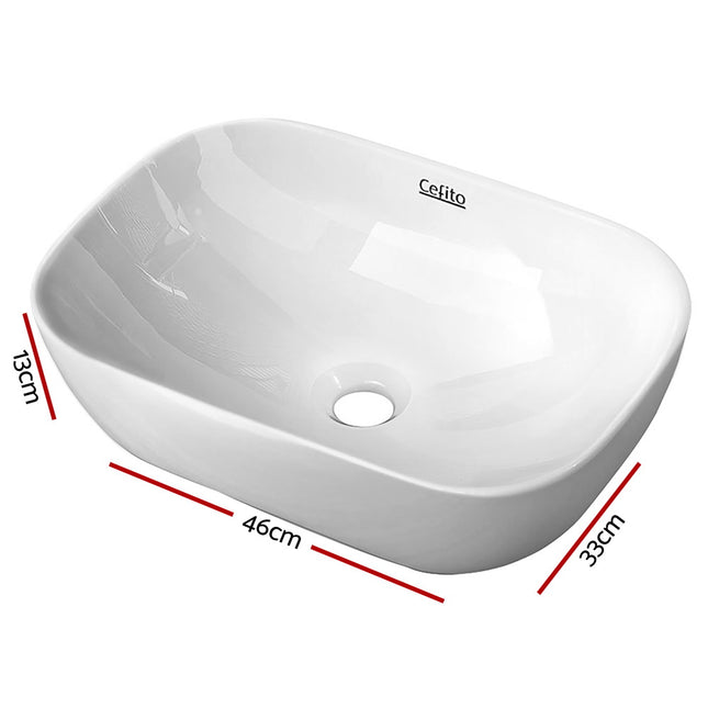 Cefito Bathroom Basin Ceramic Vanity Sink Hand Wash Bowl 46x33cm.