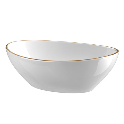 Cefito Bathroom Basin Ceramic Vanity Sink Hand Wash Bowl Gold Line 41x34cm.