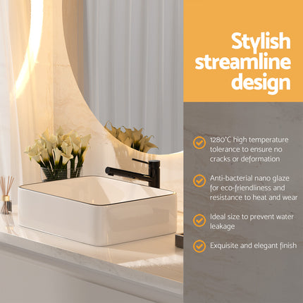 Cefito Bathroom Basin Ceramic Vanity Sink Hand Wash Bowl Above Counter 48x37cm.