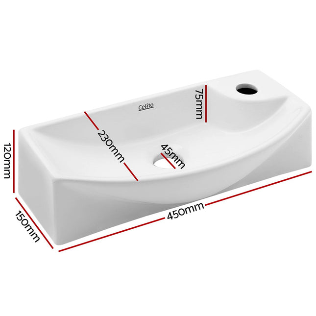 Cefito Bathroom Basin Ceramic Vanity Sink Hand Wash Bowl 45x23cm.