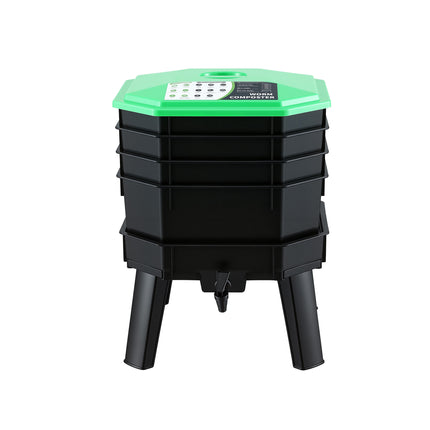 Gardeon Compost Bin 4-Tray Stackable Worm Farm Composter with Liquid Fertiliser Tap.