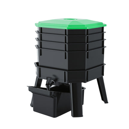 Gardeon Compost Bin 4-Tray Stackable Worm Farm Composter with Liquid Fertiliser Tap.