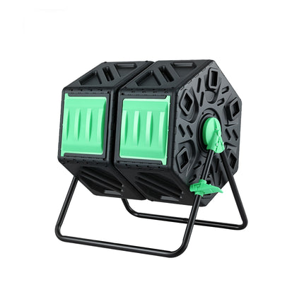 Gardeon Compost Bin Dual-Chamber 130L Composter Tumbler Rotating Garden Recycle Food Waste.