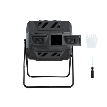 Gardeon Compost Bin Dual-Chamber 160L Composter Tumbler Rotating Garden Recycle Food Waste.