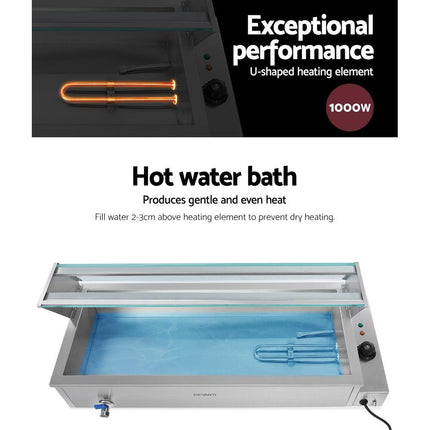 Devanti Commercial Food Warmer Bain Marie 3 Electric Buffet Pans.