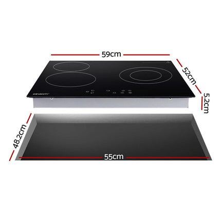 Devanti Electric Ceramic Cooktop 60cm Kitchen Cooker 4 Burner Hob Touch Control 5200W.