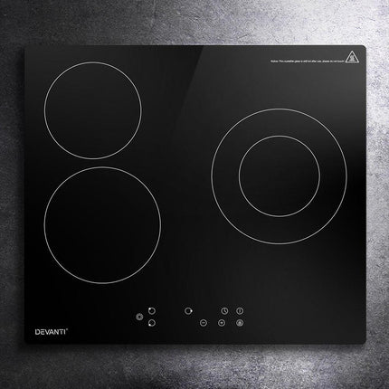 Devanti Electric Ceramic Cooktop 60cm Kitchen Cooker 4 Burner Hob Touch Control 5200W.