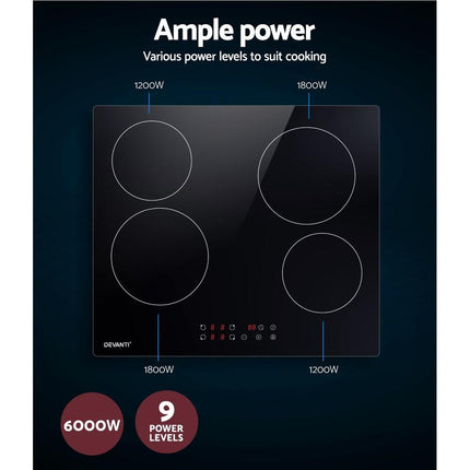 Devanti Electric Ceramic Cooktop 60cm Touch Control.