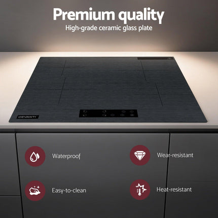 Devanti Electric Ceramic Cooktop 60cm Touch Control Grey.