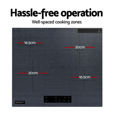 Devanti Electric Ceramic Cooktop 60cm Touch Control Grey.