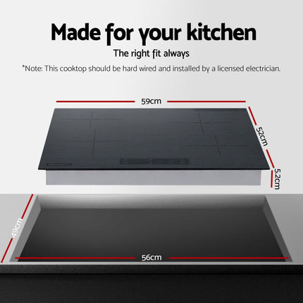 Devanti Electric Ceramic Cooktop 60cm Touch Control Grey.