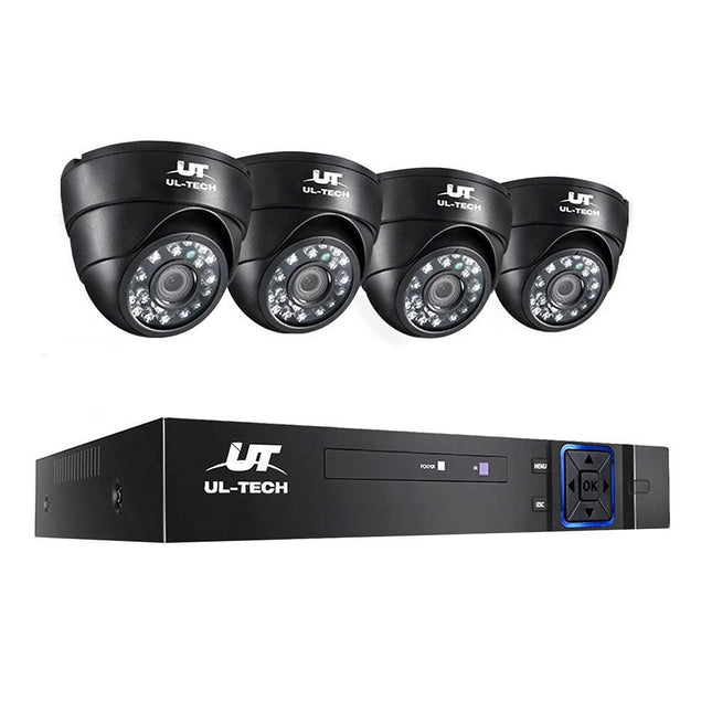 UL-TECH 1080P Security Camera System 4CH DVR with 4 CCTV Dome Cameras.