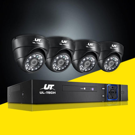 UL-TECH 1080P Security Camera System 4CH DVR with 4 CCTV Dome Cameras.