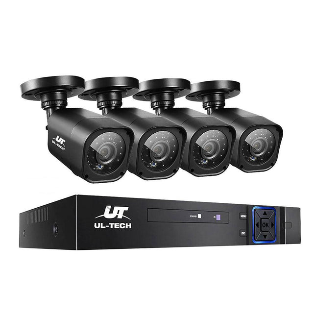 UL-TECH 1080P Security Camera System 4CH DVR with 4 CCTV Square Cameras.