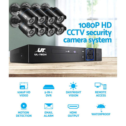 UL-TECH 1080P Security Camera System 8CH DVR with 8 CCTV Bullet Cameras.