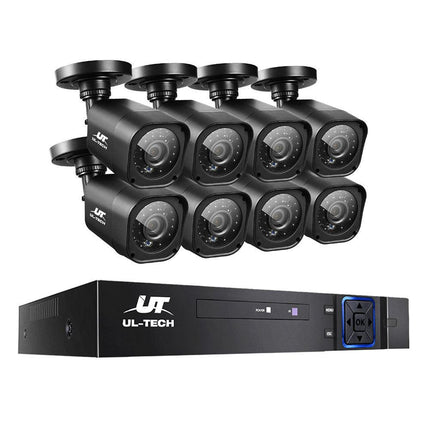 UL-TECH 1080P Security Camera System 8CH DVR with 8 CCTV Square Cameras.