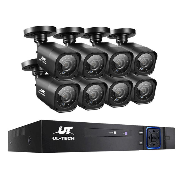 UL-TECH 1080P Security Camera System 8CH DVR with 8 CCTV Square Cameras.