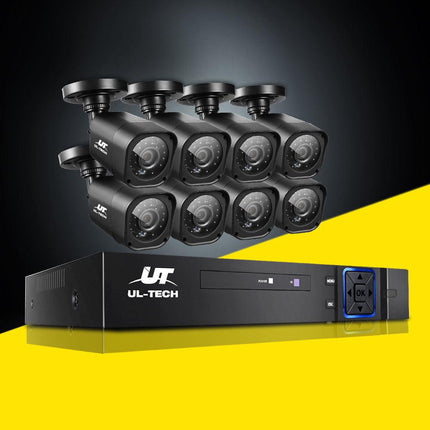 UL-TECH 1080P Security Camera System 8CH DVR with 8 CCTV Square Cameras.