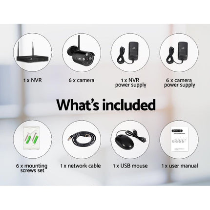 UL-tech Wireless CCTV Security System 8CH NVR 3MP 6 Bullet Cameras.