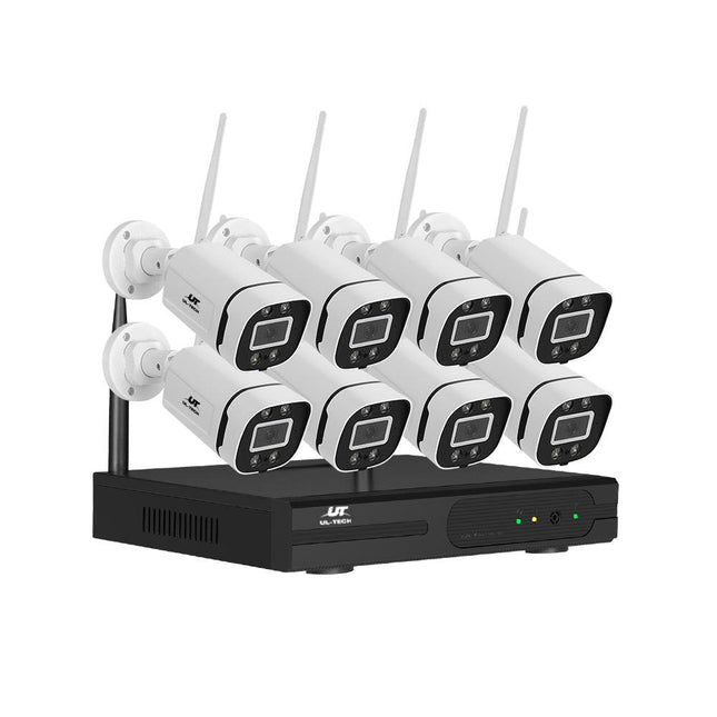 UL-tech Wireless CCTV Security System 8CH NVR 3MP 8 Square Cameras.