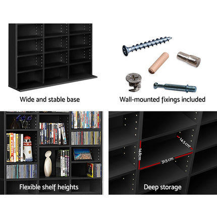 Artiss Bookshelf CD Storage Rack - BERT Black.