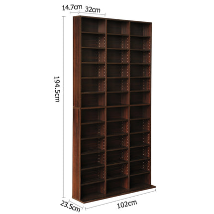 Artiss Bookshelf CD Storage Rack - BERT Walnut.