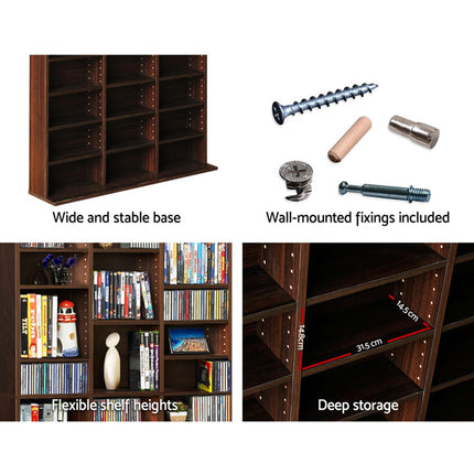 Artiss Bookshelf CD Storage Rack - BERT Walnut.
