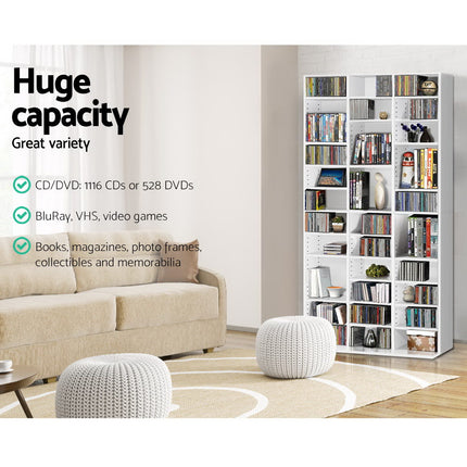 Artiss Bookshelf CD Storage Rack - BERT White.